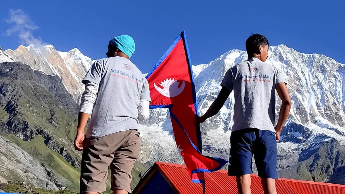 Nepali flag at Annapurna Base Camp
