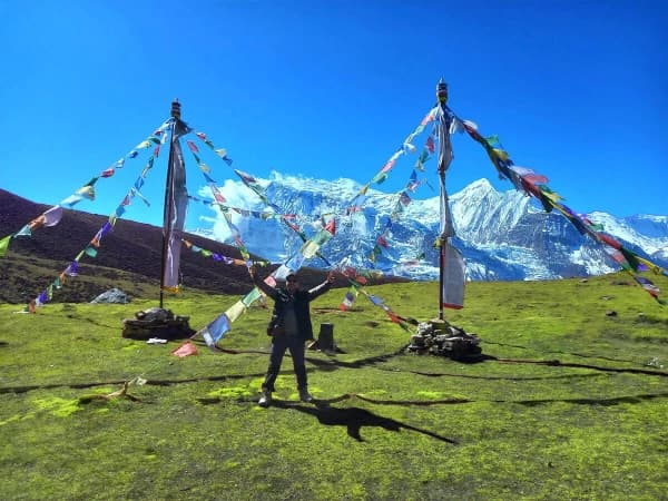 Panoramic Annapurna Range View Snow Capped Peaks Under Clear Skies