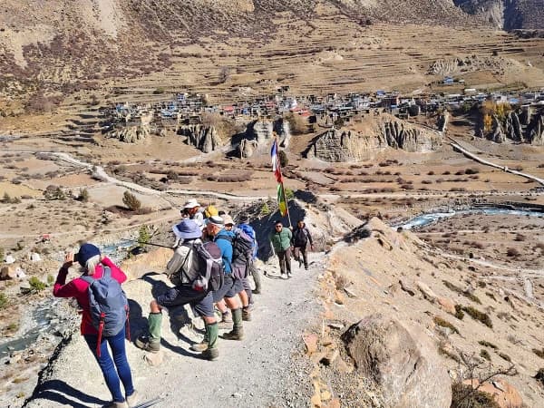 Traditional Manang Village Unique Architecture Mountain Backdrop