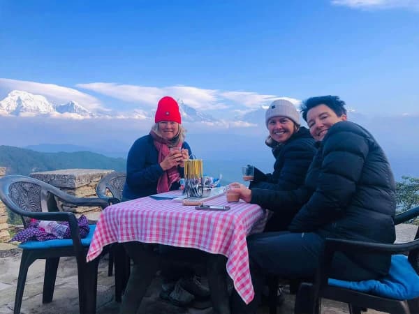 Trekkers Having Hot Lunch At Ghandruk The Gurung Village In Annapurna