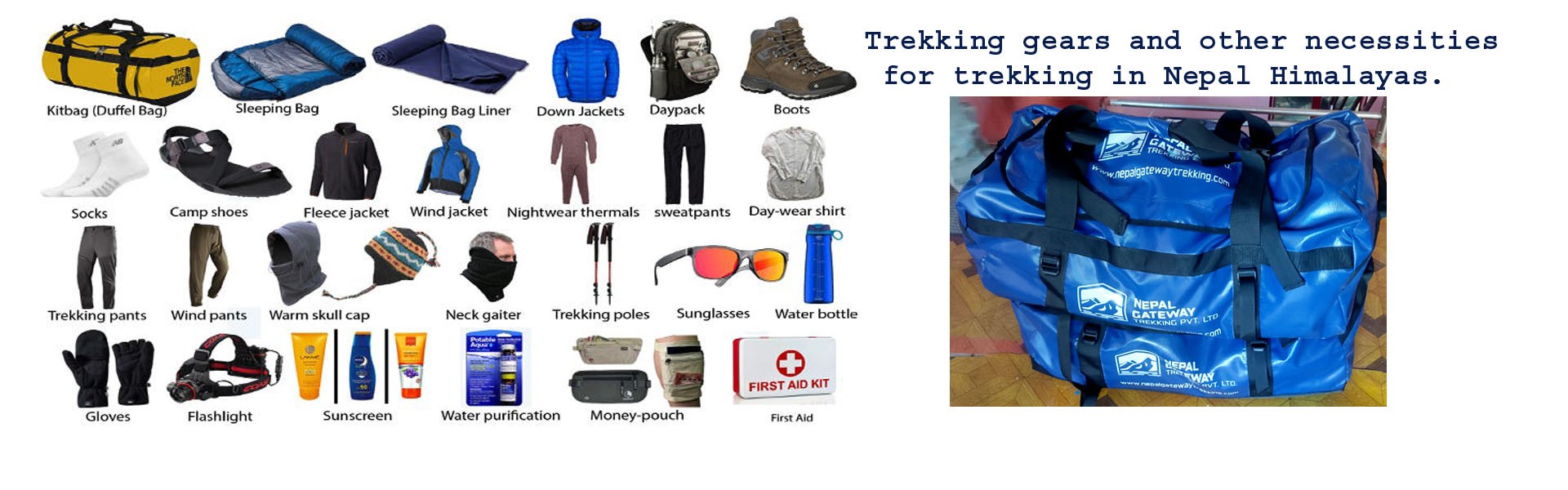 Trekking gears and other necessities for trekking in Nepal
